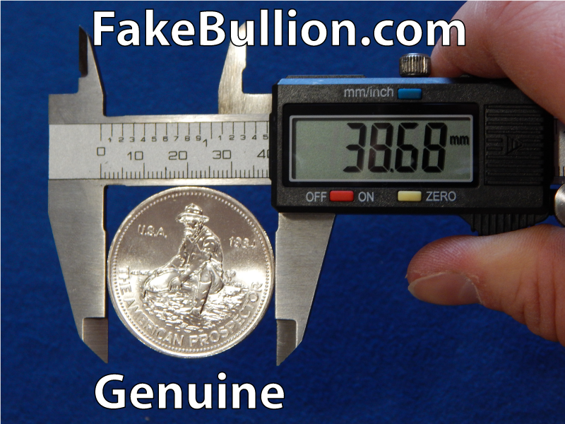 measuring genuine silver round