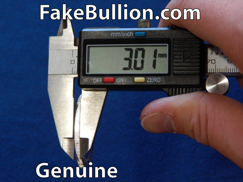 measuring genuine silver round
