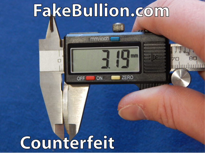 measuring counterfeit silver round