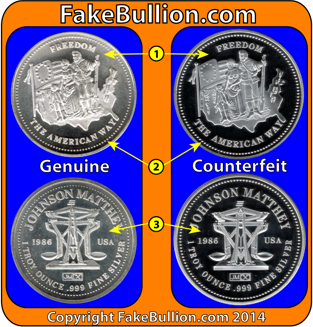 1986 Johnson-Matthey Freedom 1 Ounce Silver Round