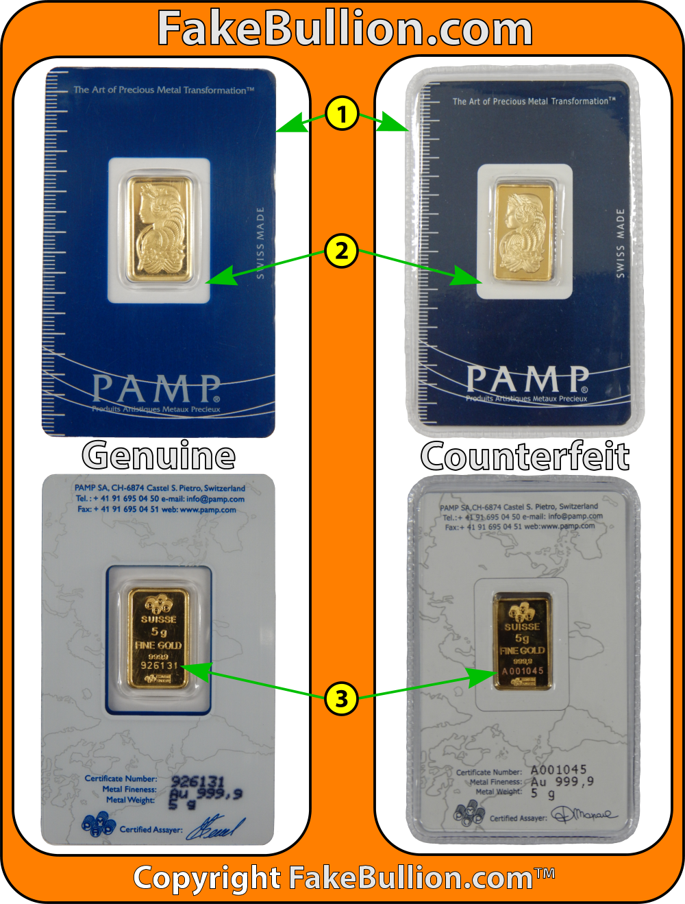 Fake PAMP Gold Bars - Veldt Gold